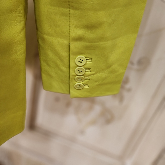 NWT Walter Baker Oversized Lambskin Lime Green Kira Button Up Blazer Sz XS - Picture 9 of 15